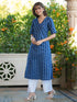Indigo Pure Cotton Geometric Straight Kurta